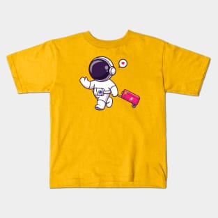 Cute Astronaut Travelling With Suitcase Cartoon Kids T-Shirt